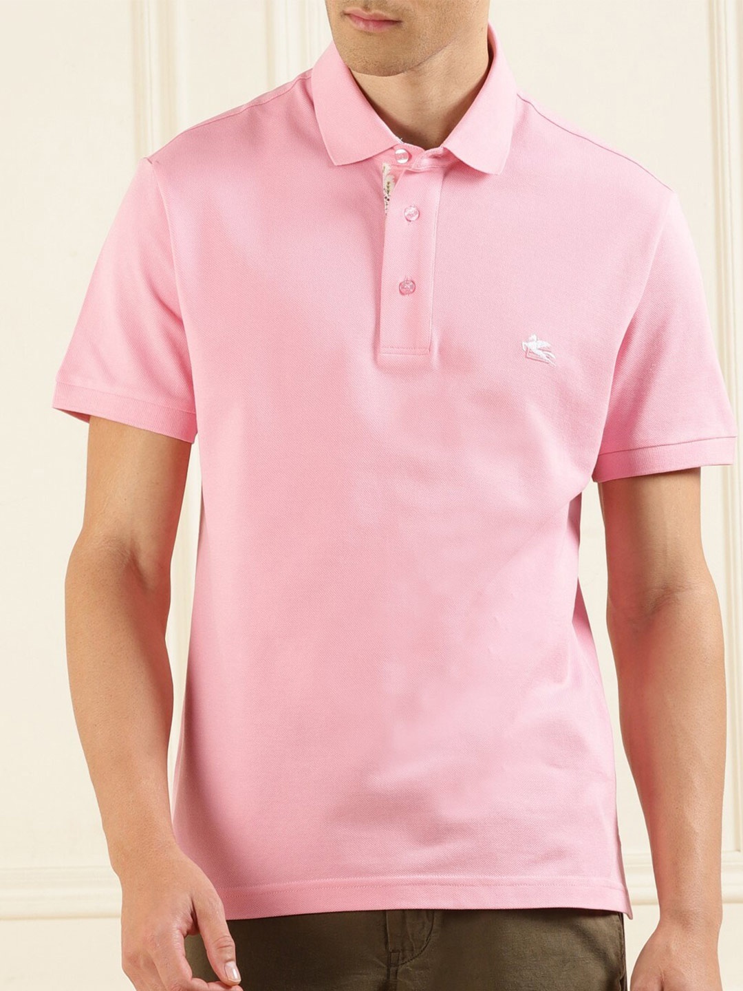 

ETRO Polo Collar Cotton T-shirt, Pink