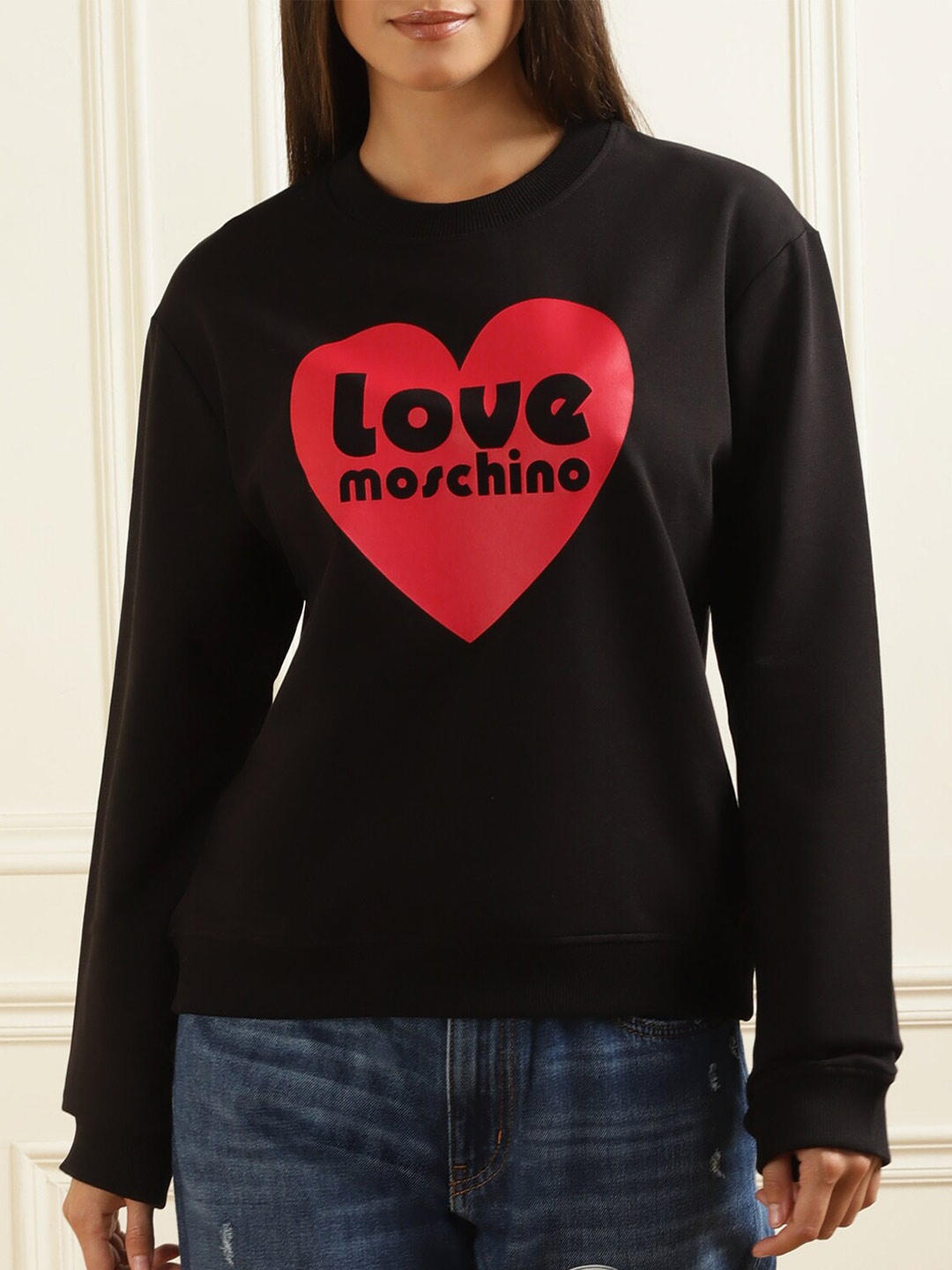 

LOVE MOSCHINO Humour & Comic Printed Cotton Sweatshirt, Black