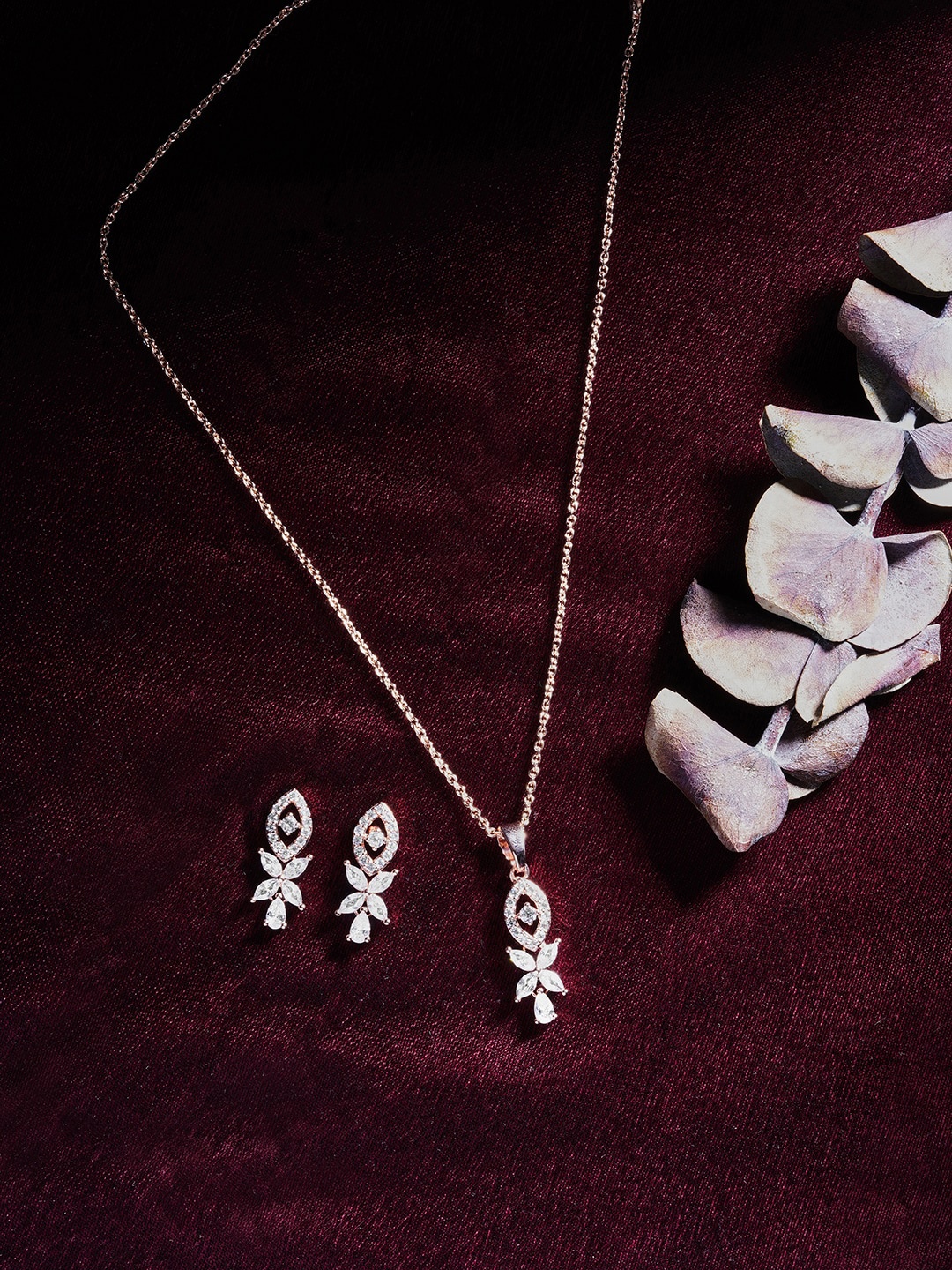 

DressBerry White Gold-Plated AD-Studded & Beaded Jewellery Set