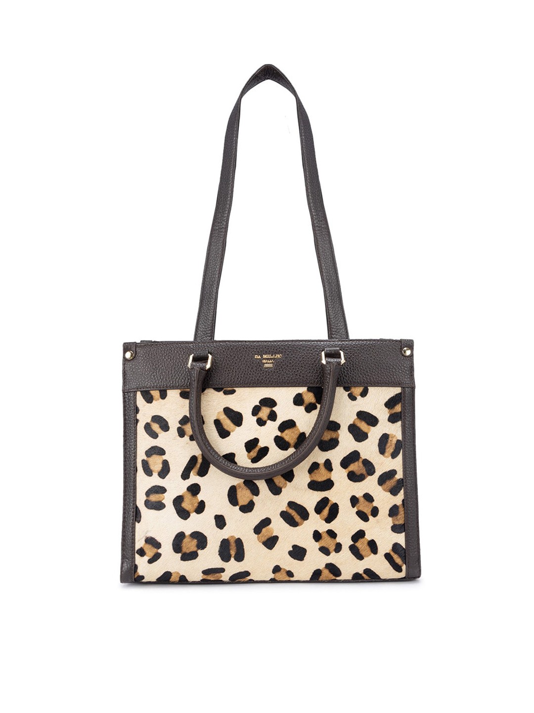 

Da Milano Animal Printed Structured Shoulder Bag, Beige