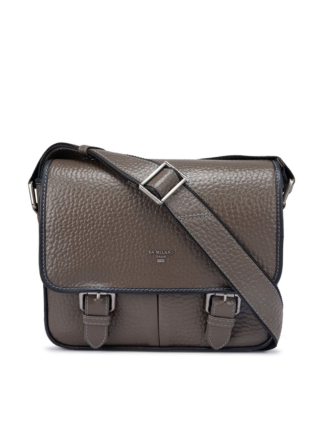

Da Milano Textured Leather Structured Messenger Bag, Taupe