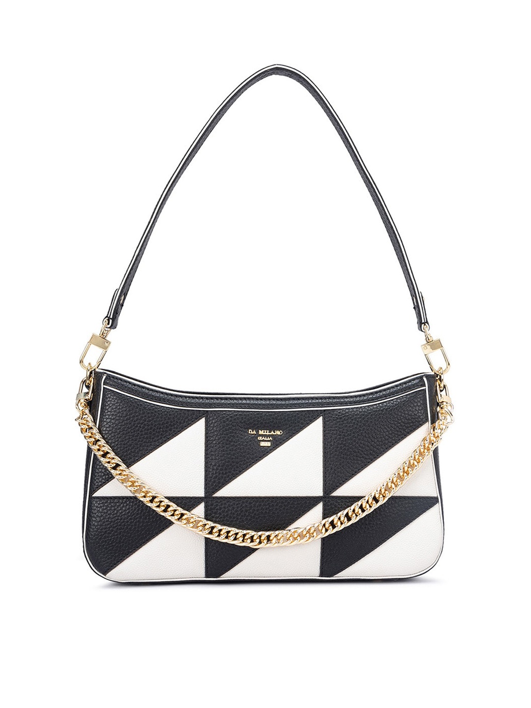 

Da Milano Textured Leather Structured Shoulder Bag, Black