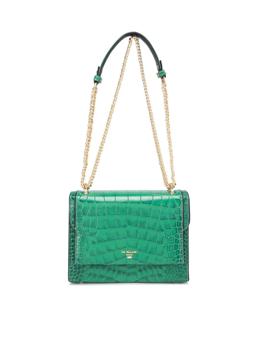 

Da Milano Textured Leather Structured Sling Bag, Green