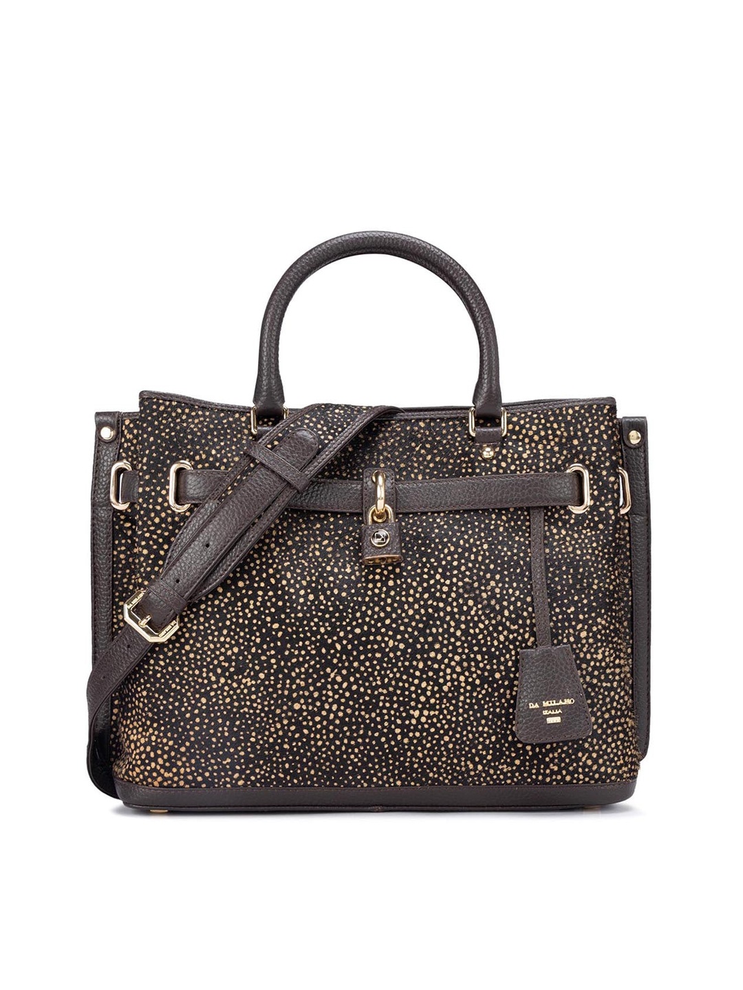 

Da Milano Embellished Leather Structured Handheld Bag, Brown