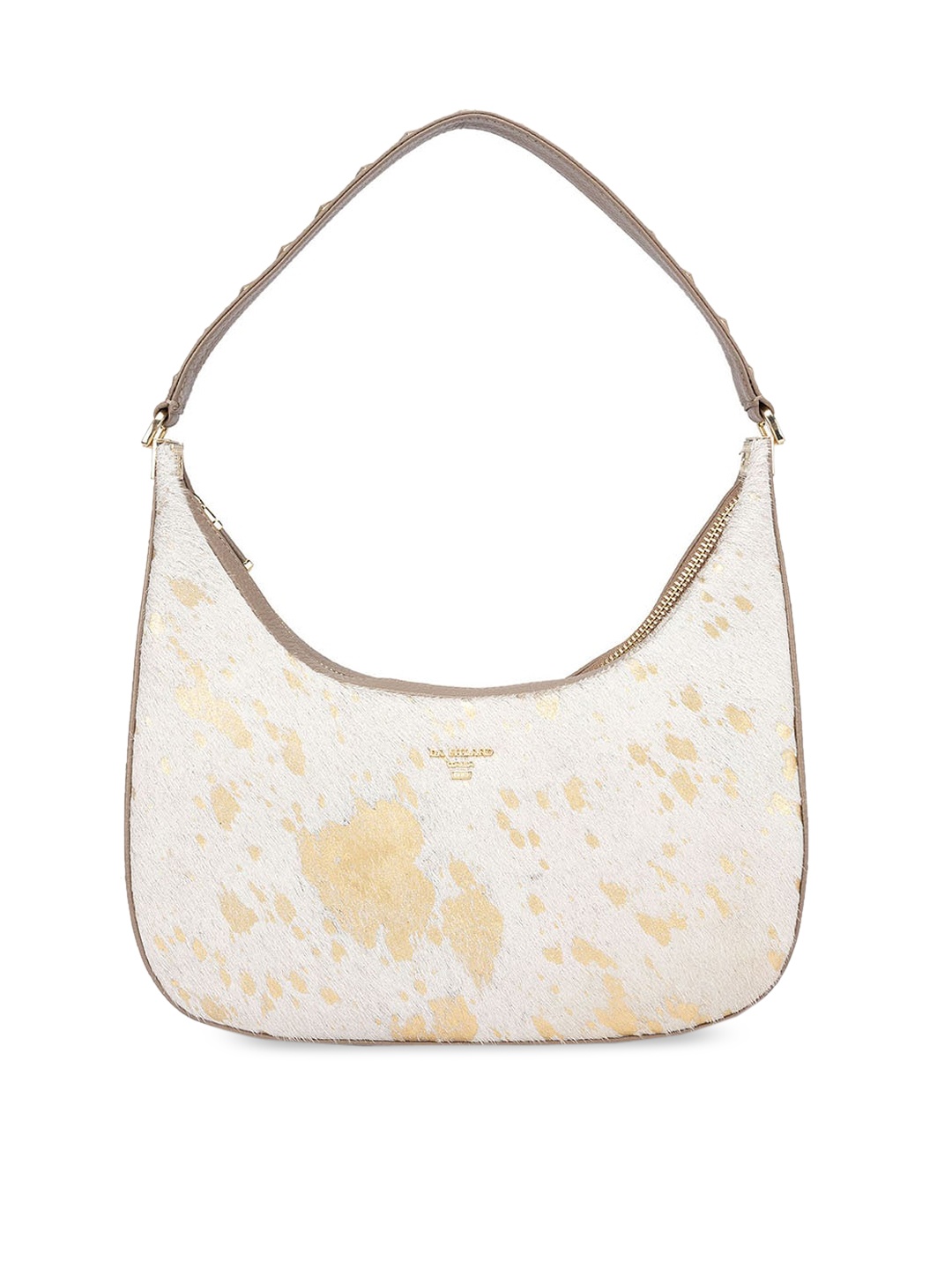 

Da Milano Leather Textured Structured Handheld Bag, Beige