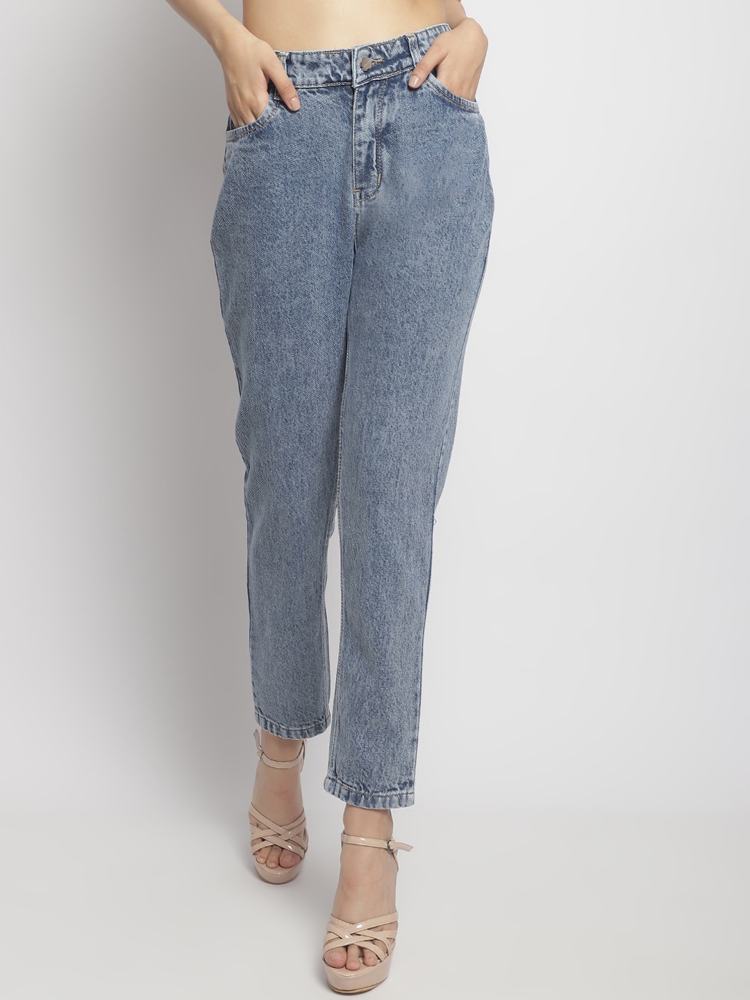 

ELLIS Women Smart Mom Fit Mid-Rise Jeans, Blue
