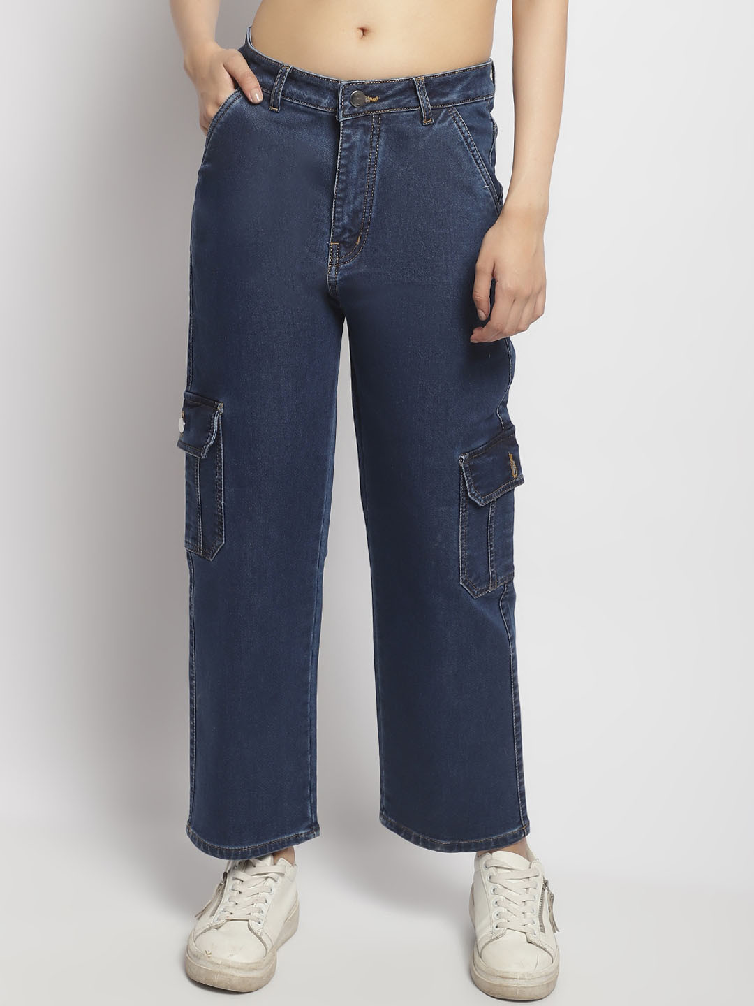 

ELLIS Women Smart Straight Fit Mid-Rise Jeans, Blue