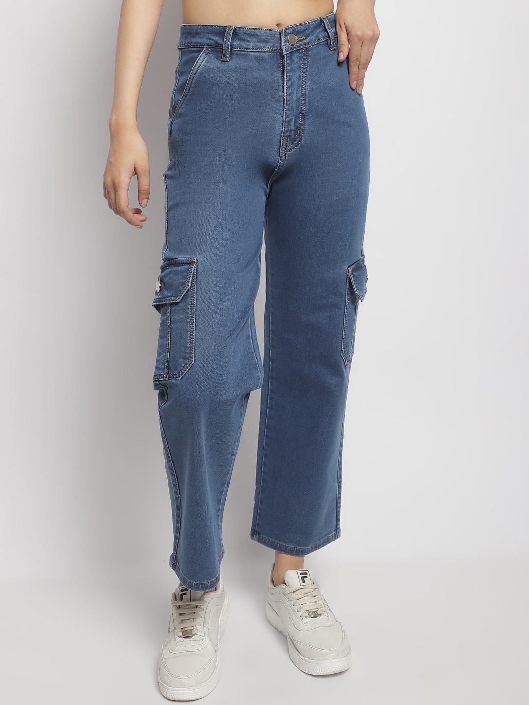 

ELLIS Women Smart Straight Fit Mid-Rise Jeans, Blue