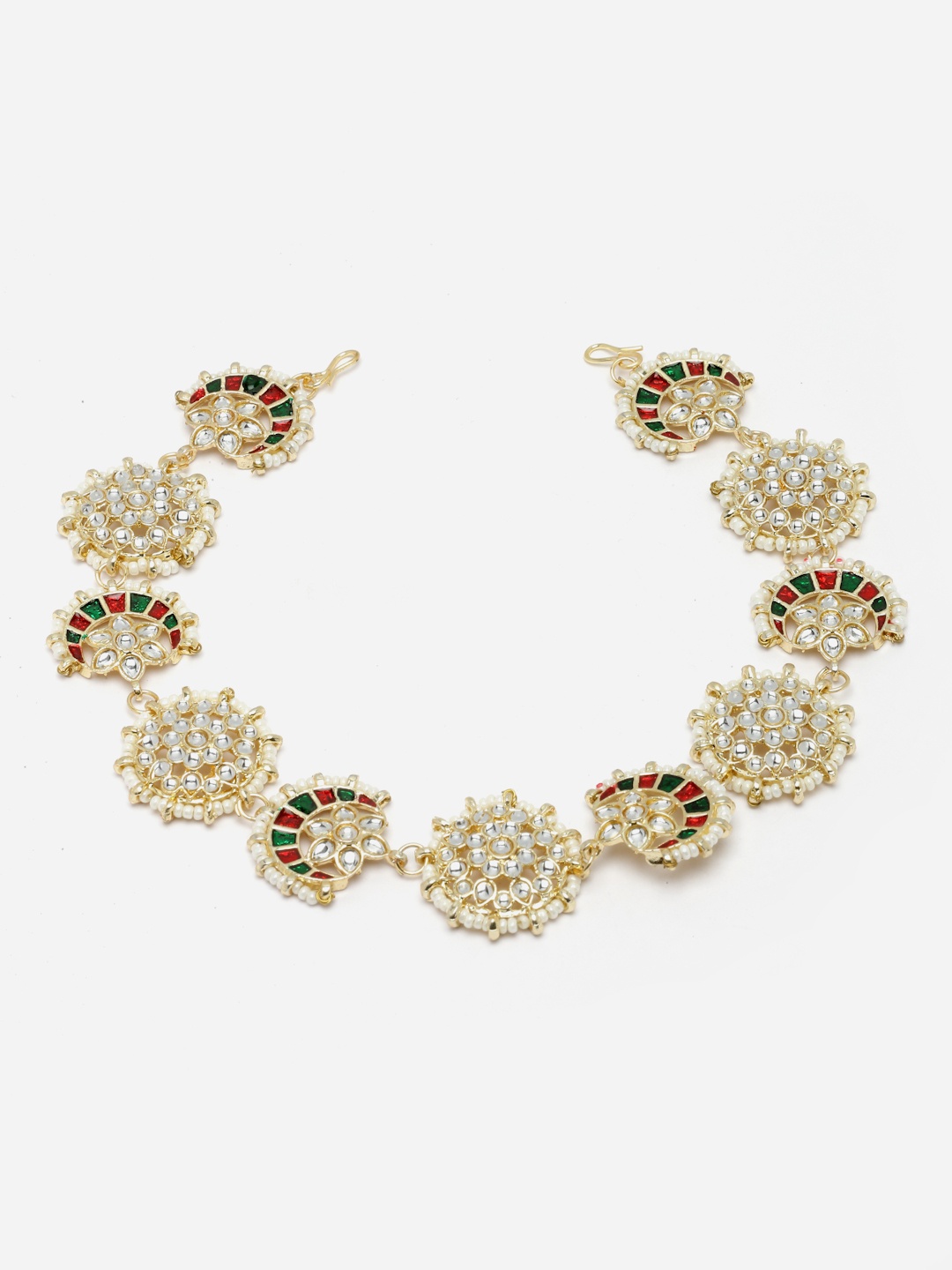 

Aazeen Gold-Plated Kundan-Studded & Beaded Vilandi Matha Patti