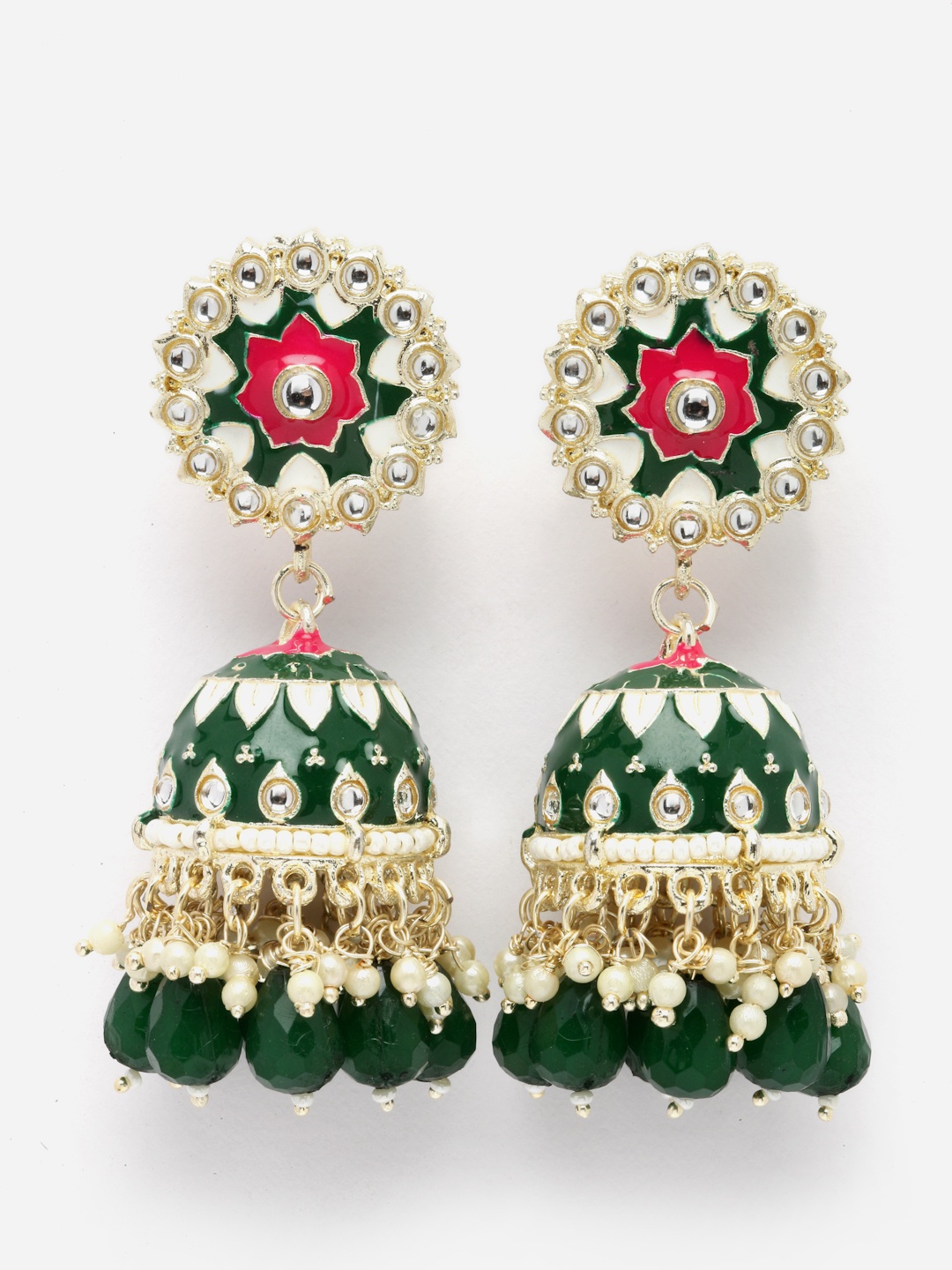 

Aazeen Gold-Plated Dome Shaped Jhumkas Earrings
