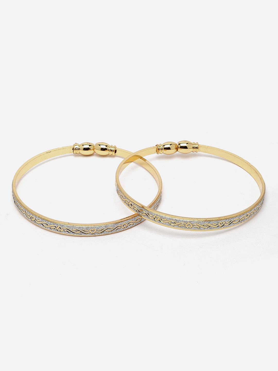

Aazeen Women Set Of 2 Gold-Plated Kada Bracelet