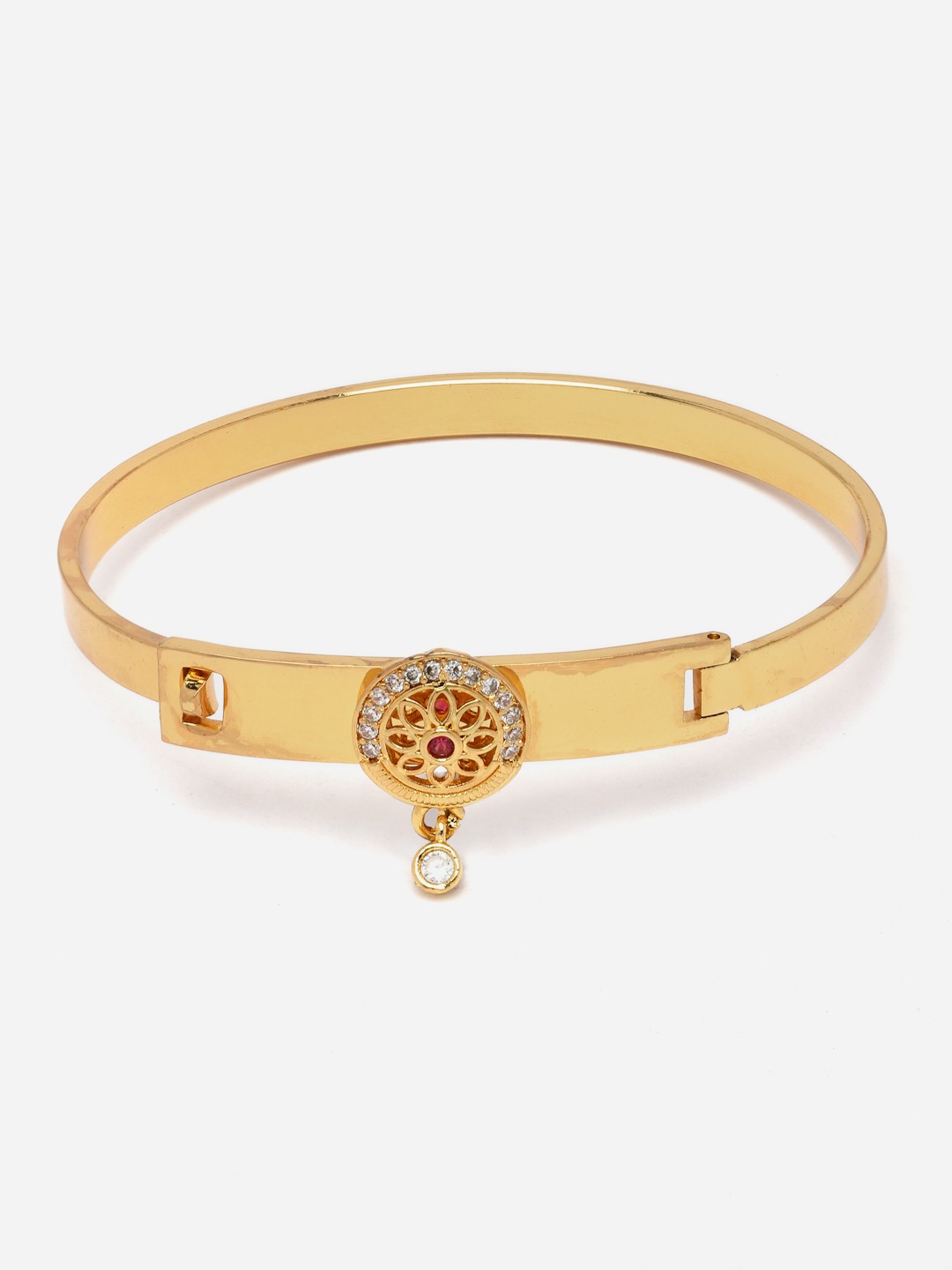 

Aazeen Women Gold-Plated American Diamond Cuff Bracelet