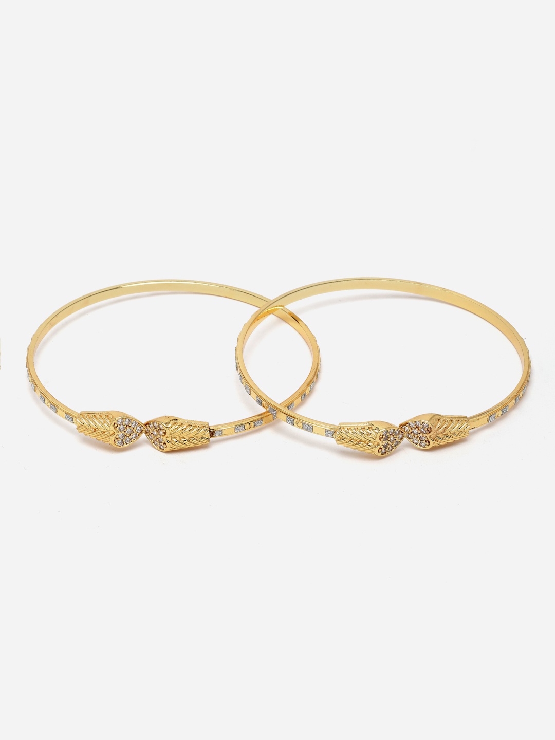 

Aazeen 2Pcs Gold-Plated American Diamond Bangle-Style Bracelet