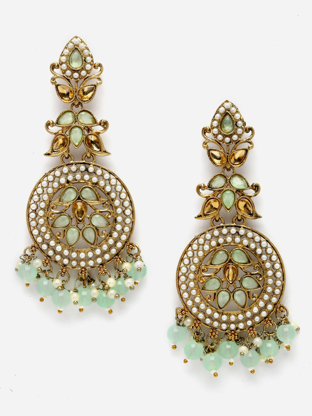 

Aazeen Gold-Plated Classic And Beaded Chandbalis Earrings