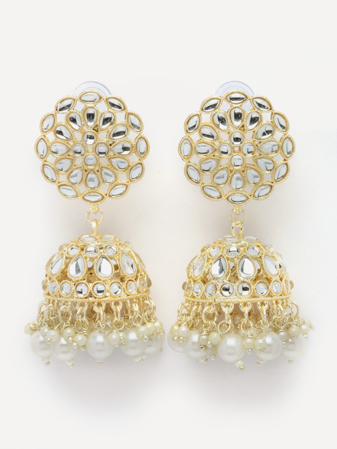 

Aazeen Gold-Plated Dome Shaped Jhumkas Earrings