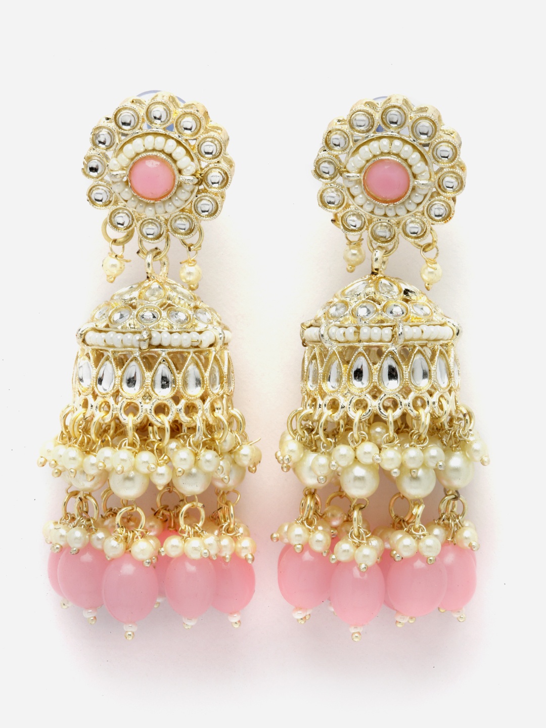 

Aazeen Gold-Plated Dome Shaped Kundan Jhumkas