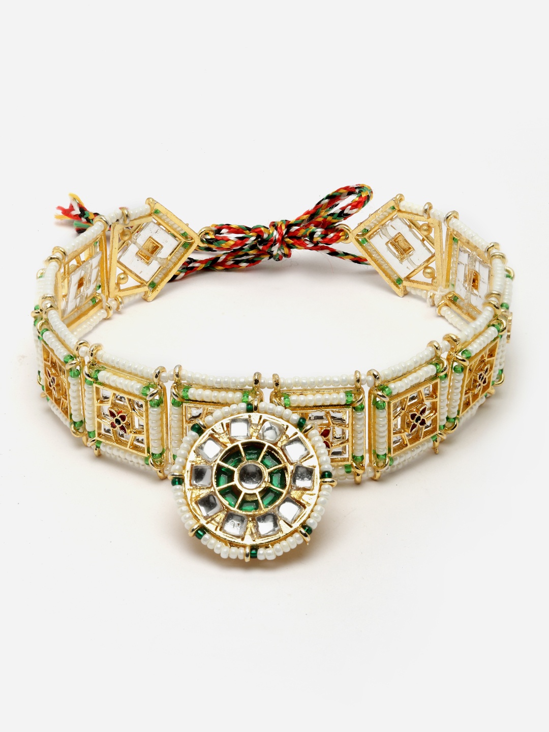 

Aazeen Gold-Plated Stone-Studded and Beaded Matha Patti