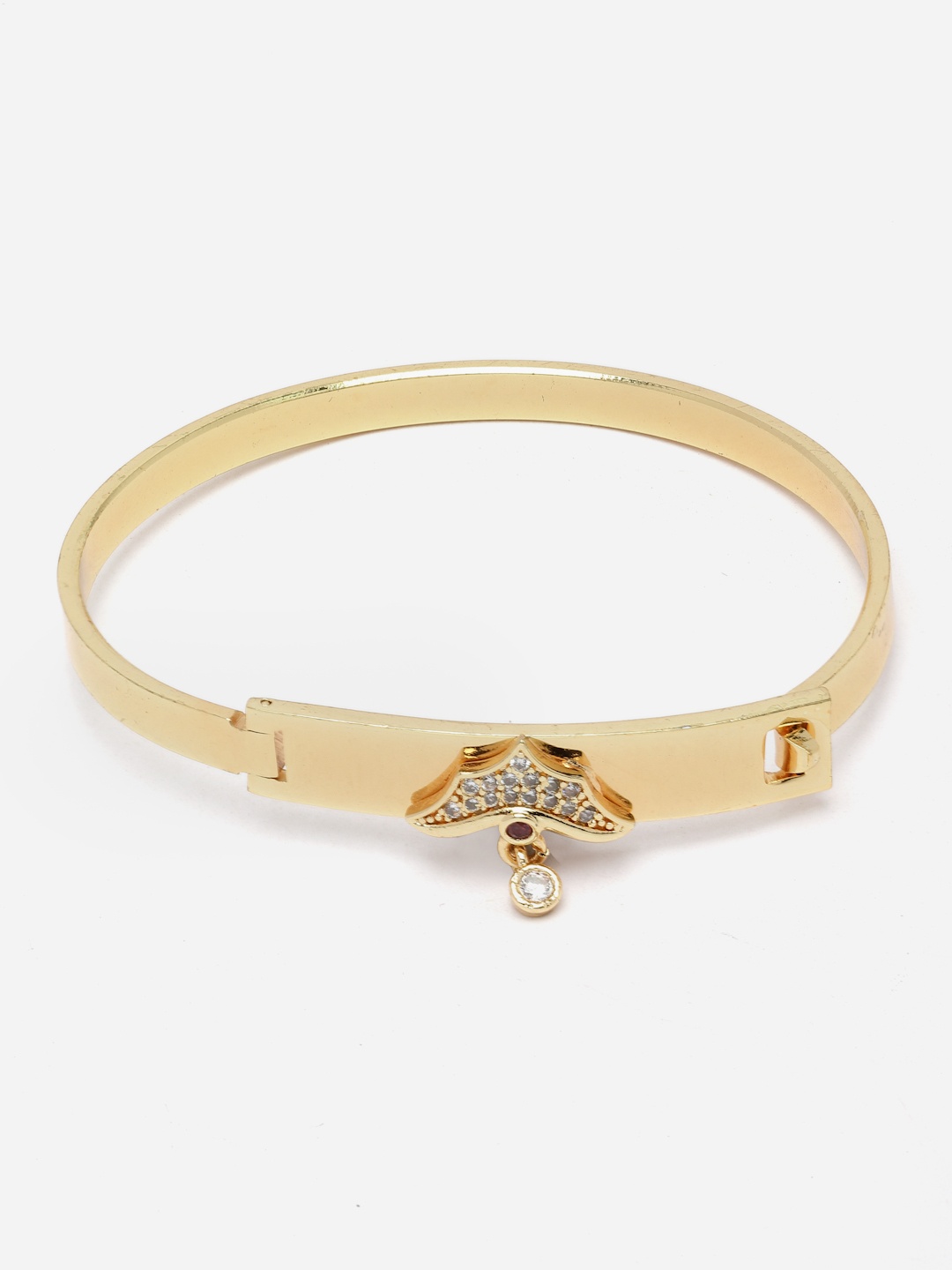 

Aazeen Women Gold-Plated American Diamond Bangle-Style Bracelet