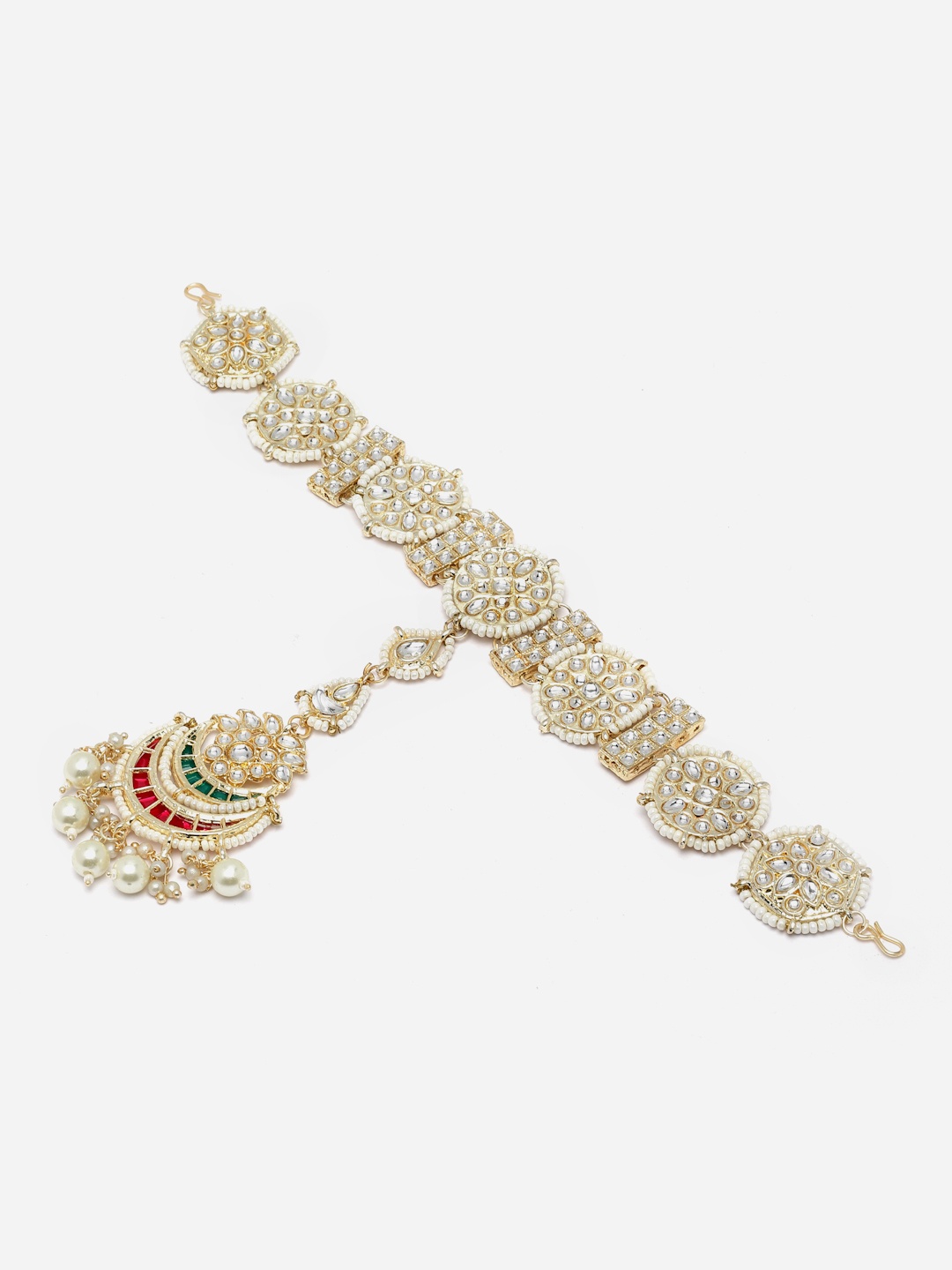 

Aazeen Gold-Plated Kundan-Studded Vilandi Crescent Shaped Sheeshphool