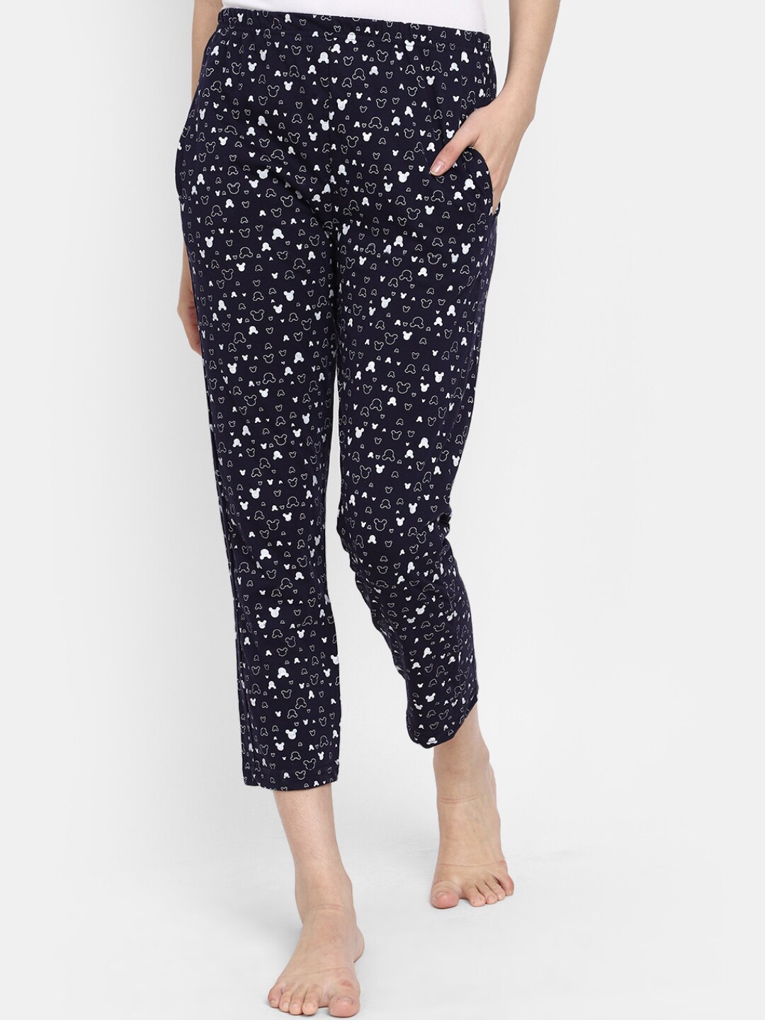 

V-Mart Women Printed Mid Rise Cotton Lounge Pants, Blue
