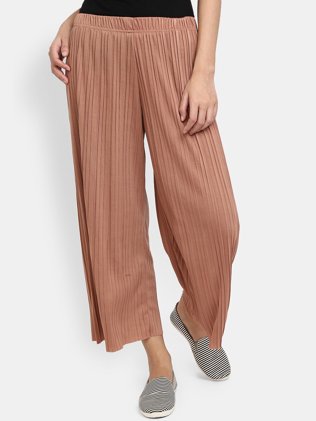 

V-Mart Women Mid Rise Pleated Culottes, Brown