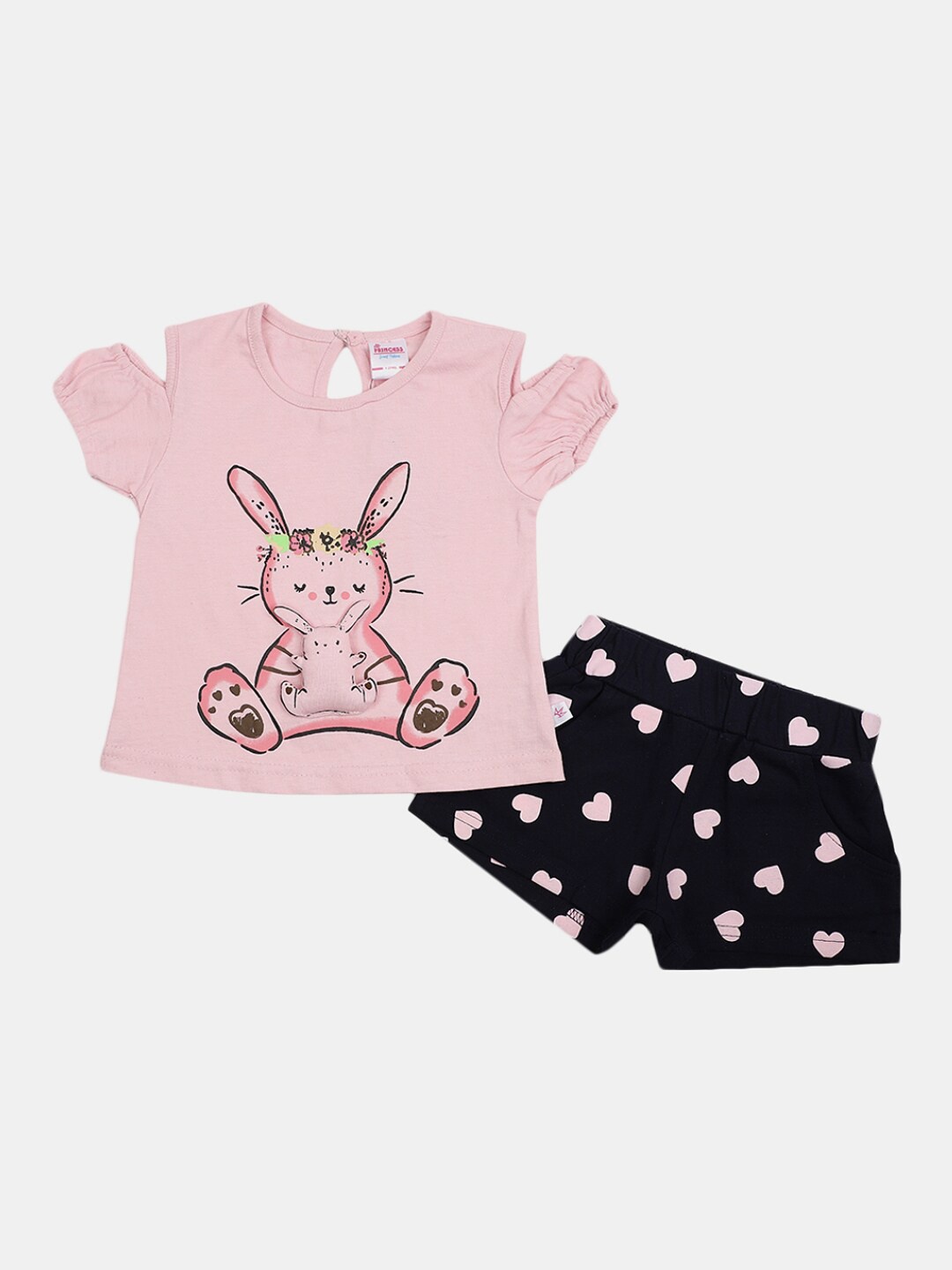 

V-Mart Infant Kids Pure Cotton Printed T-shirt With Shorts, Pink