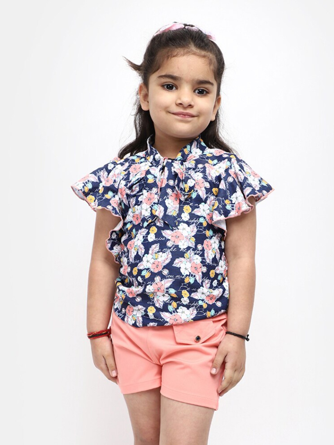 

V-Mart Girls Floral Printed Top with Shorts, Blue