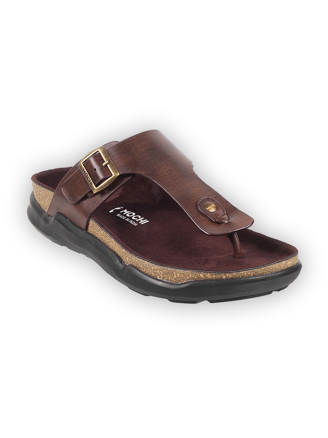 

Mochi Men Open Toe Comfort Sandals With Buckle Detail, Brown