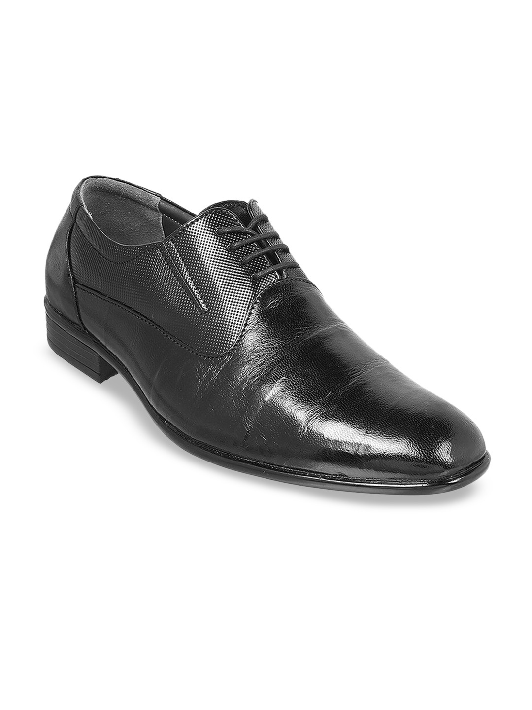 

Mochi Men Textured Leather Formal Oxfords, Black