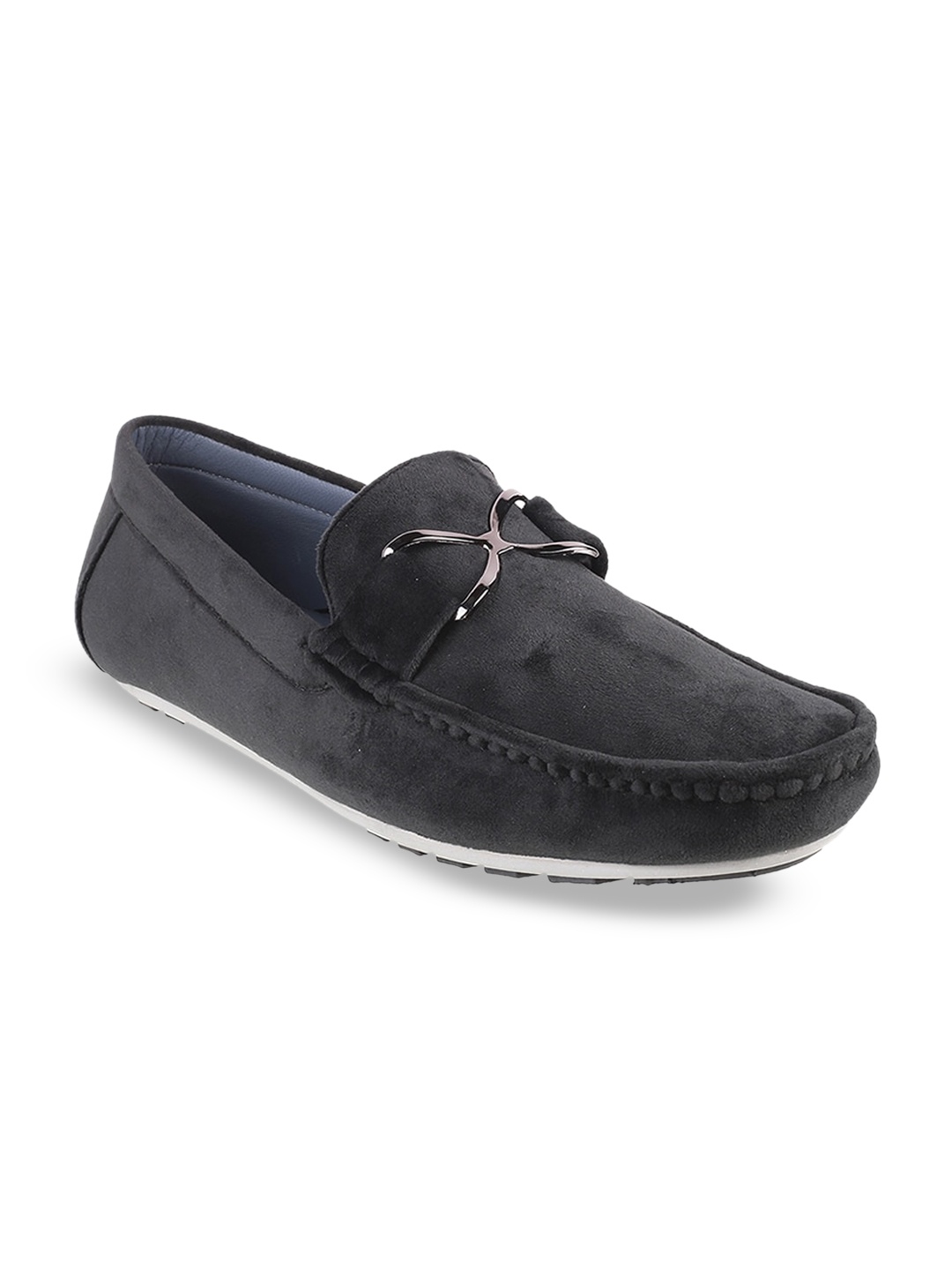 

Mochi Men Embellished Comfort Insole Suede Horsebit Loafers, Black