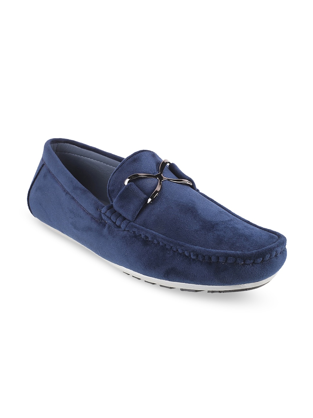 

Mochi Men Embellished Comfort Insole Suede Horsebit Loafers, Blue