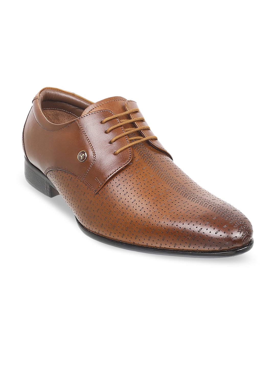 

Mochi Men Perforated Leather Formal Derbys, Tan