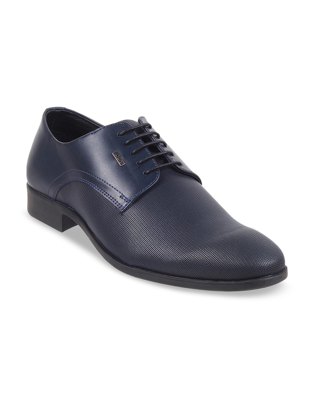 

Mochi Men Textured Leather Formal Derbys, Navy blue