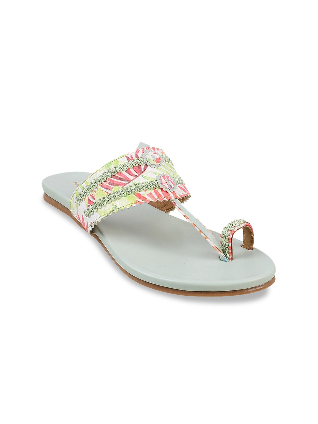 

Mochi Printed One Toe Flats, Sea green