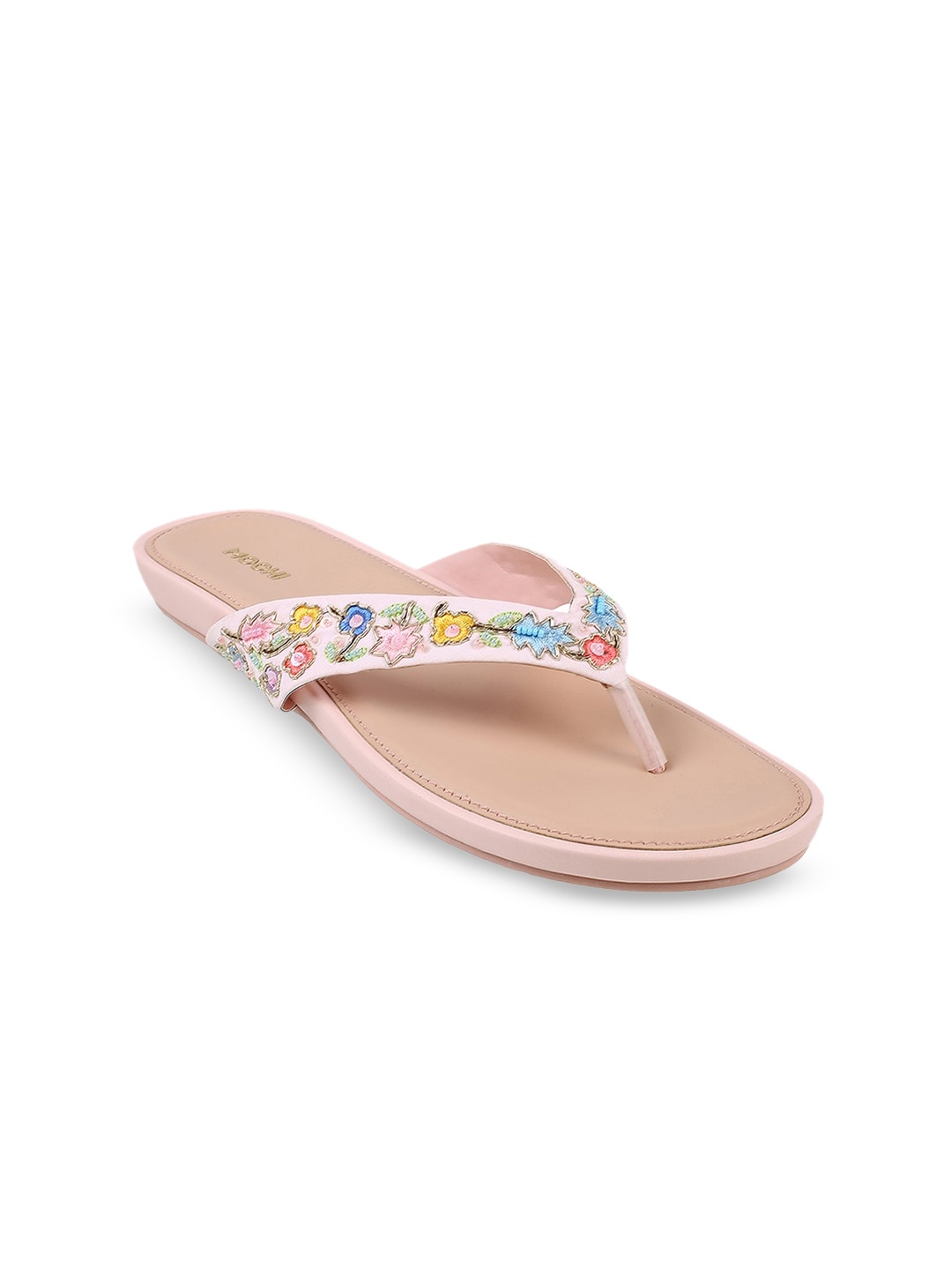 

Mochi Embroidered T-Strap Flats, Pink