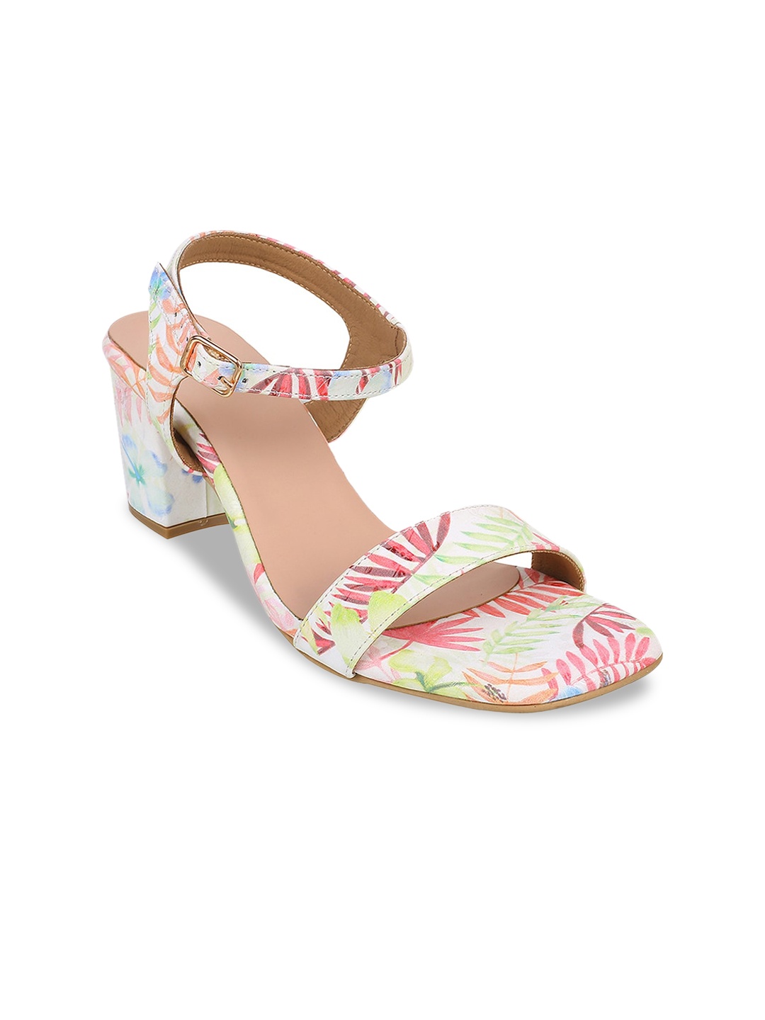 

Mochi Ankle Loop Open Toe Block Heels, Green