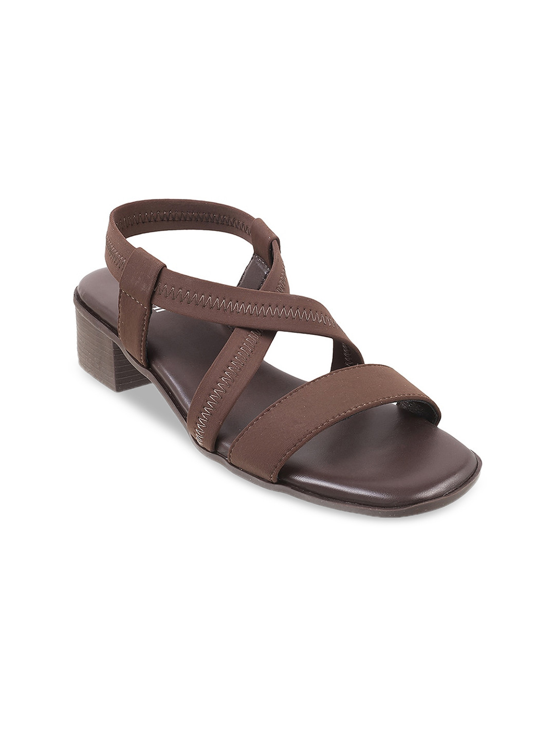 

Mochi Open Toe Block Heels, Brown