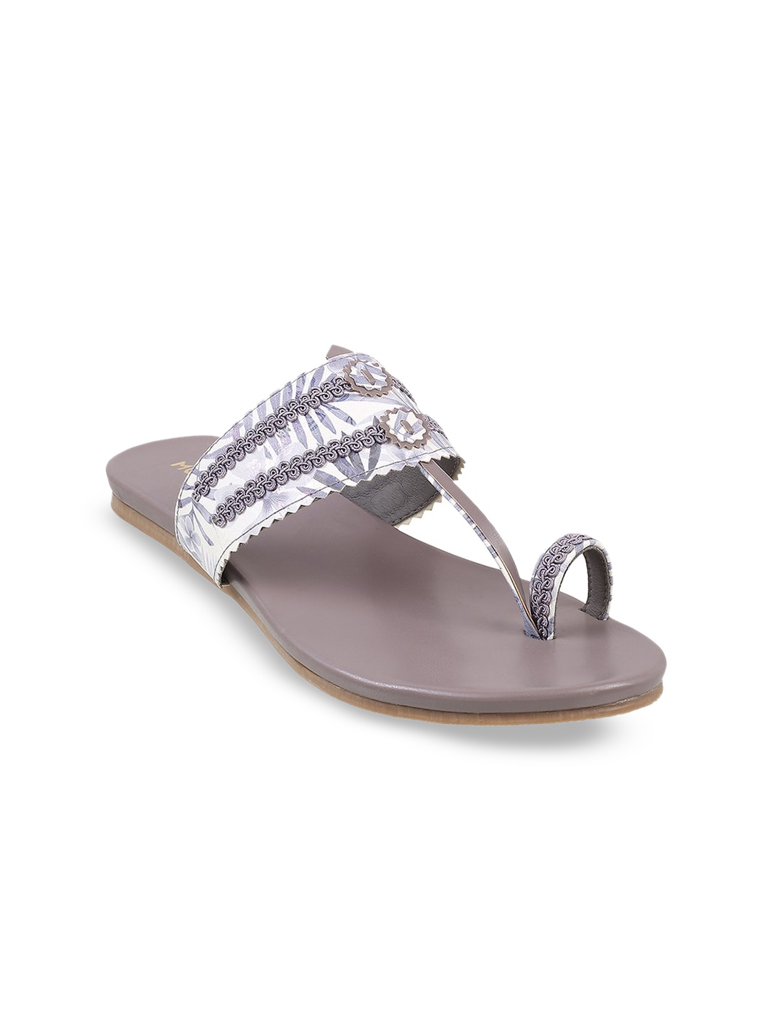 

Mochi Printed One Toe Flats, Black