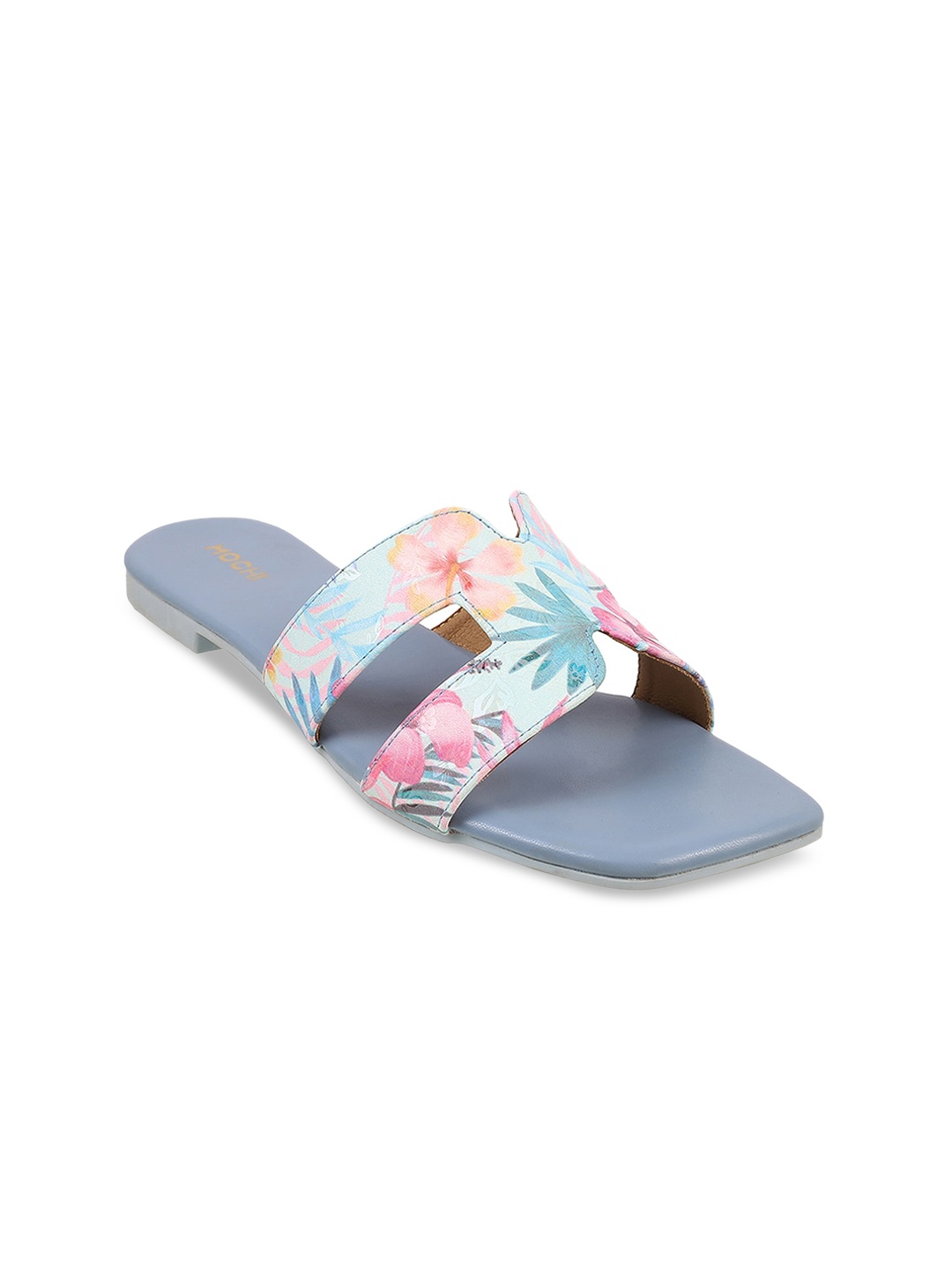 

Mochi Printed Open Toe Flats, Blue