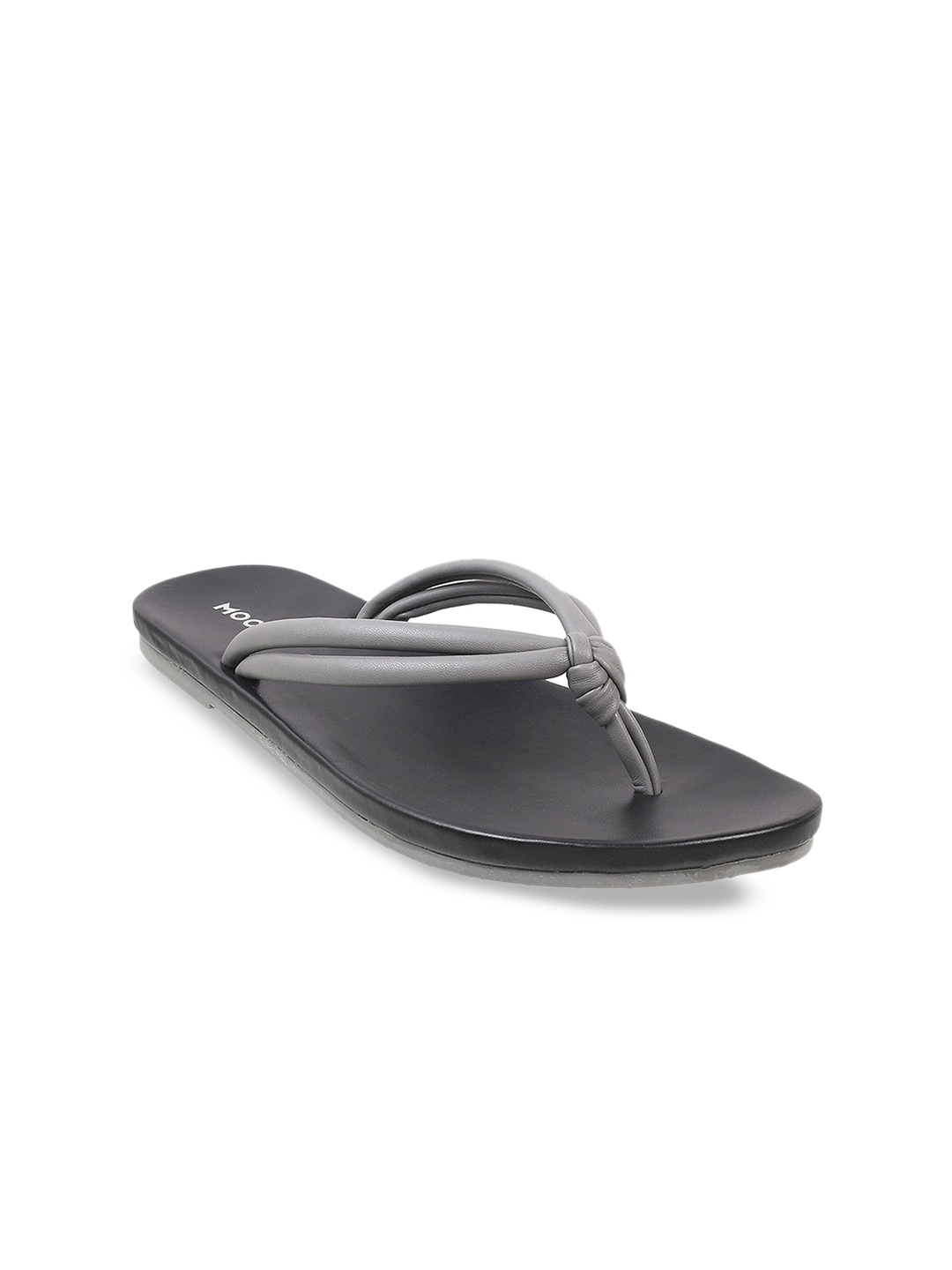 

Mochi Knotted T-Strap Flats, Grey