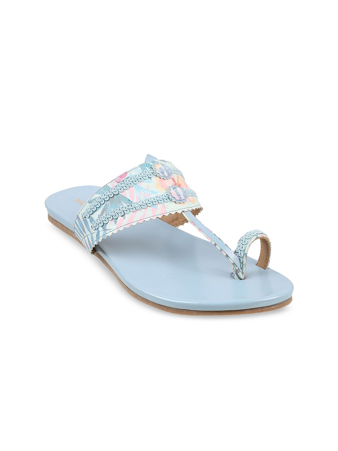 

Mochi Printed One Toe Flats, Blue