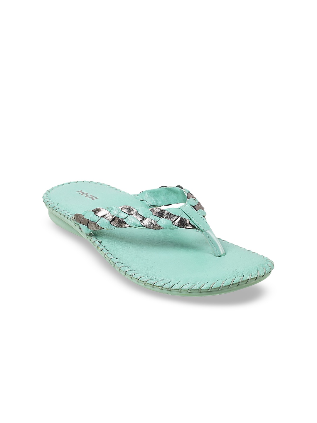 

Mochi Braided T-Strap Flats, Green