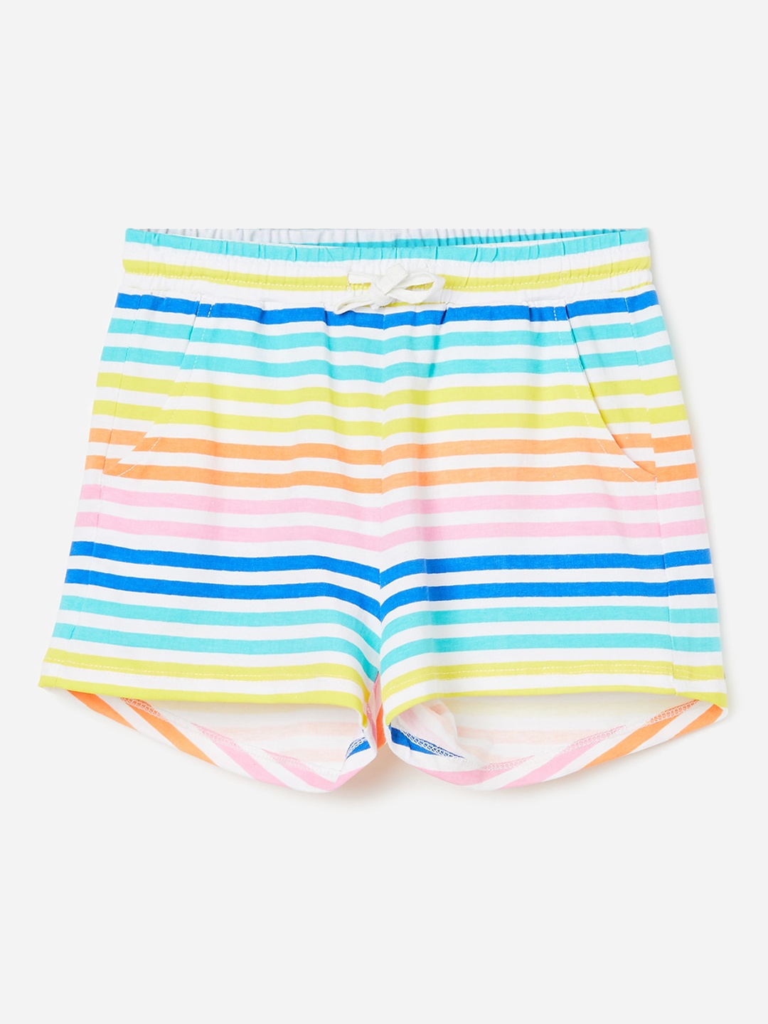 

Fame Forever by Lifestyle Girls Striped Mid-Rise Pure Cotton Shorts, Blue