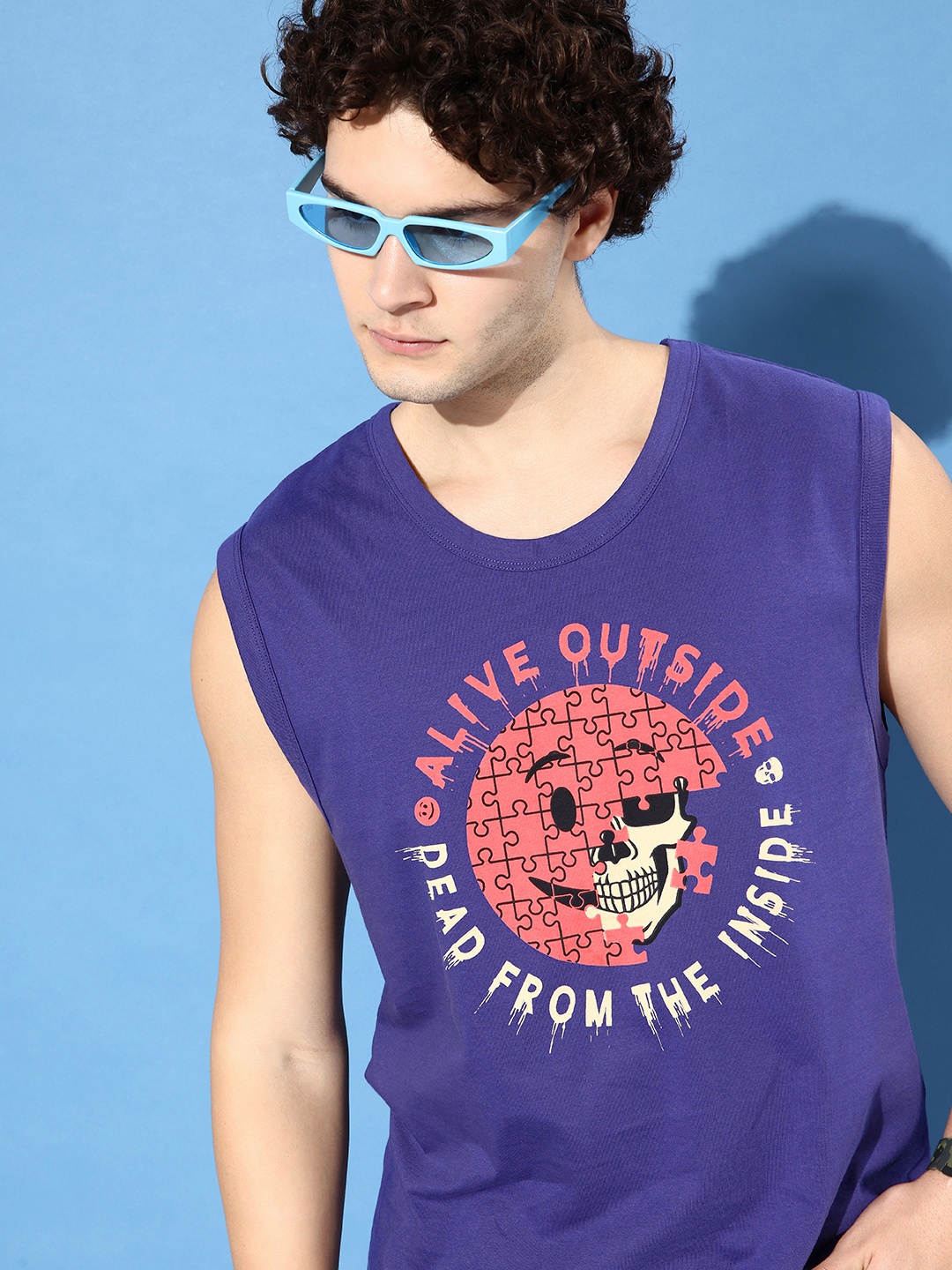 

Difference of Opinion Printed Cotton Oversize T-shirt, Navy blue