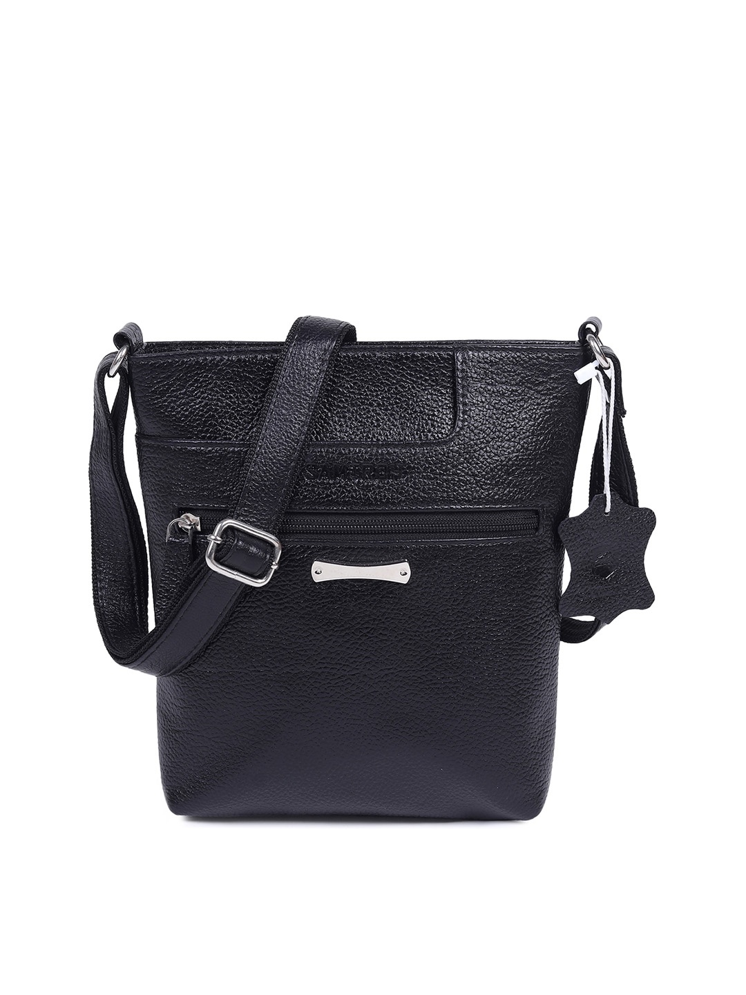 SAMTROH Leather Shopper Sling Bag, Black
