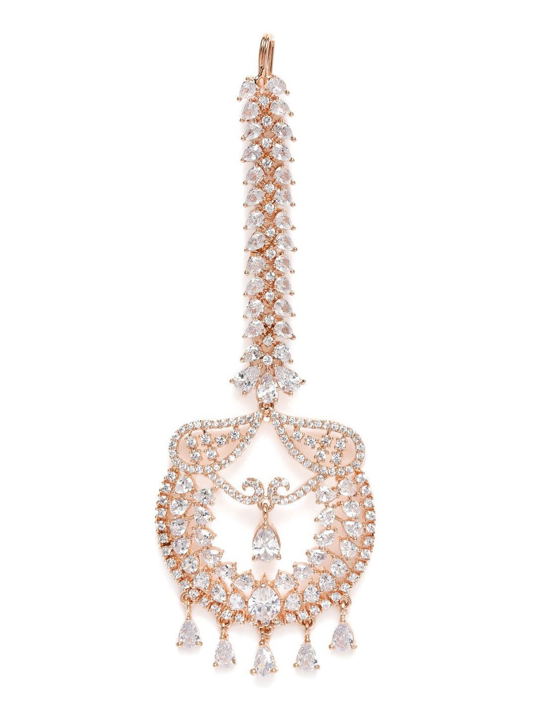 

AccessHer Rose Gold-Plated American Diamond-Studded Maang Tikka