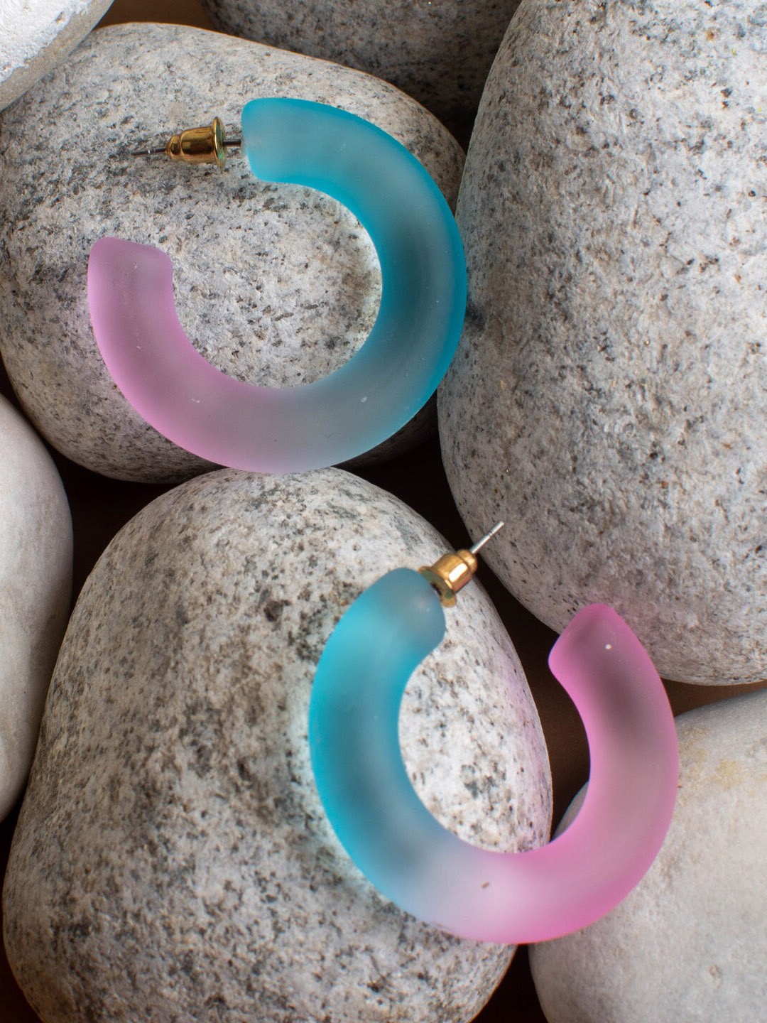 

Jewelz Contemporary Half Hoop Earrings, Blue