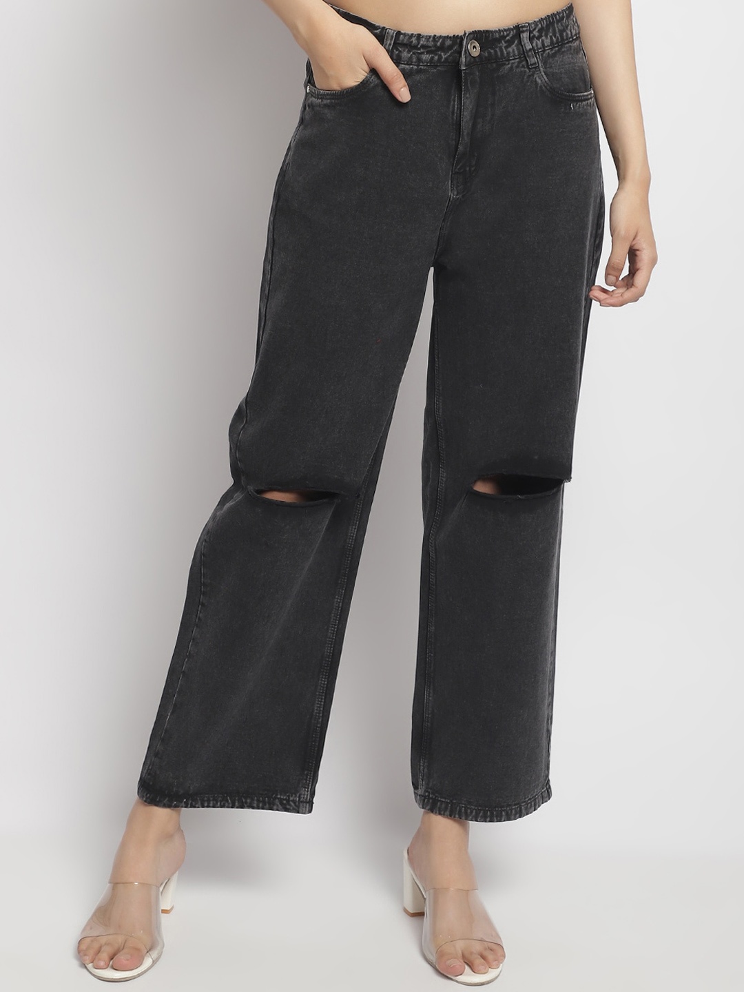 

ELLIS Women Smart Fit Slash Knee Jeans, Black