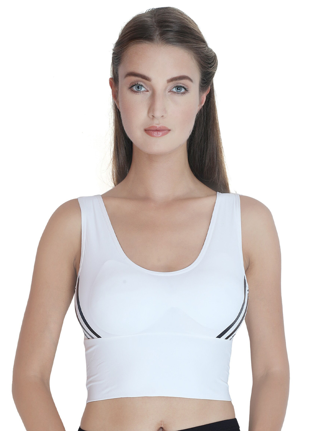 

PLUMBURY Full Coverage Lightly Padded All Day Comfort Seamless Rapid Dry Workout Bra, White