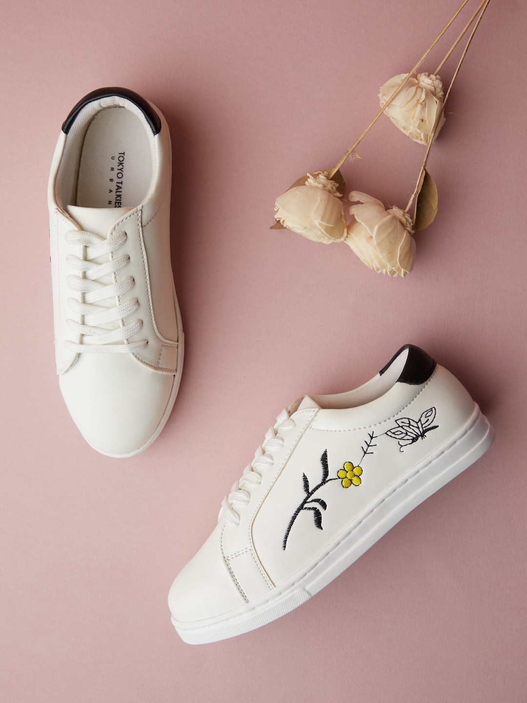 

Tokyo Talkies Women Floral Woven Design Comfort Insole Basics Sneakers, White